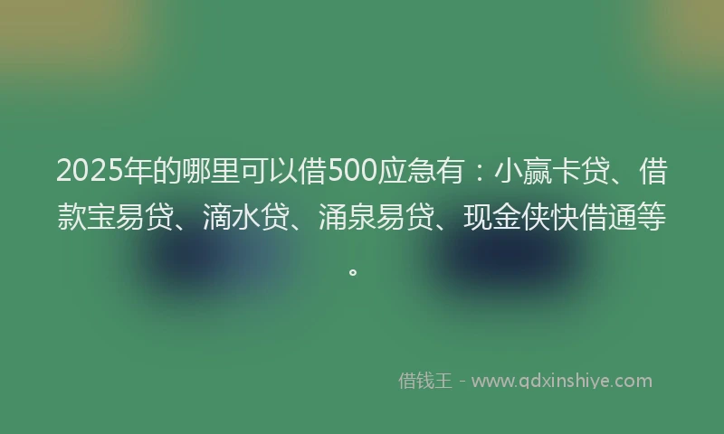 2025年的哪里可以借500应急有：小赢卡贷、借款宝易贷、滴水贷、涌泉易贷、现金侠快借通等。