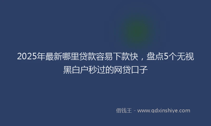 2025年最新哪里贷款容易下款快，盘点5个无视黑白户秒过的网贷口子