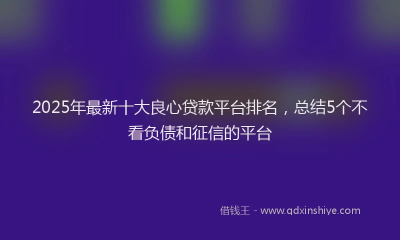 2025年最新十大良心贷款平台排名，总结5个不看负债和征信的平台
