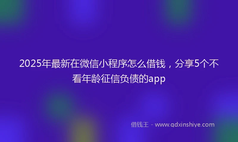 2025年最新在微信小程序怎么借钱，分享5个不看年龄征信负债的app