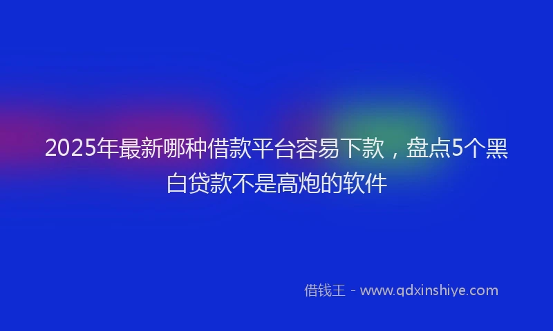 2025年最新哪种借款平台容易下款，盘点5个黑白贷款不是高炮的软件