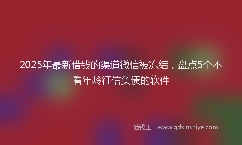 2025年最新借钱的渠道微信被冻结，盘点5个不看年龄征信负债的软件
