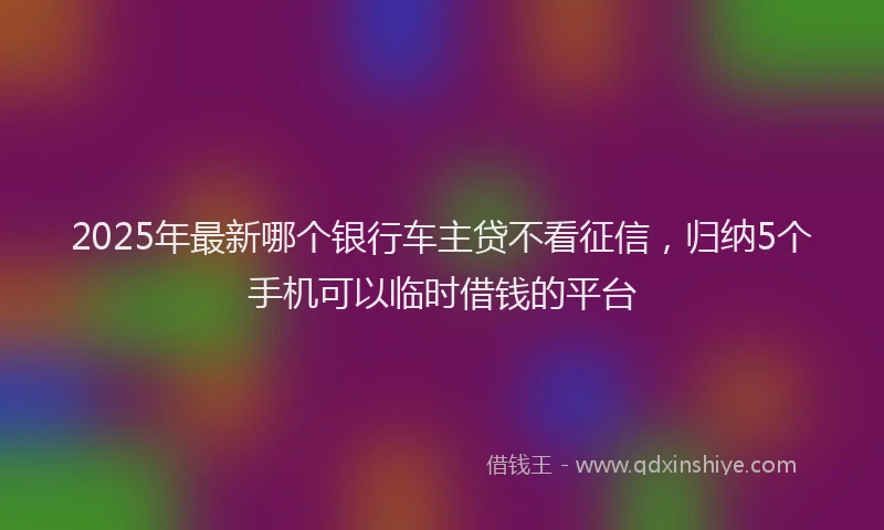 2025年最新哪个银行车主贷不看征信，归纳5个手机可以临时借钱的平台