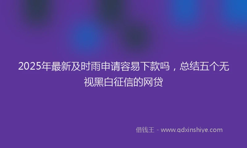 2025年最新及时雨申请容易下款吗，总结五个无视黑白征信的网贷