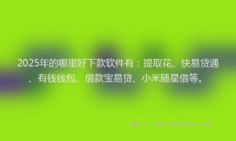 2025年的哪里好下款软件有：提取花、快易贷通、有钱钱包、借款宝易贷、小米随星借等。
