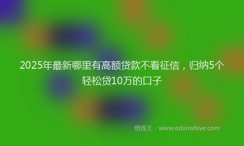 2025年最新哪里有高额贷款不看征信，归纳5个轻松贷10万的口子