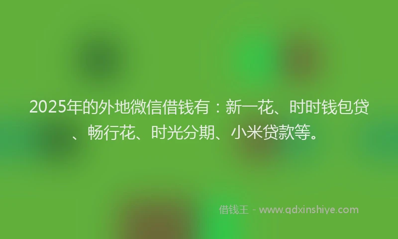 2025年的外地微信借钱有：新一花、时时钱包贷、畅行花、时光分期、小米贷款等。
