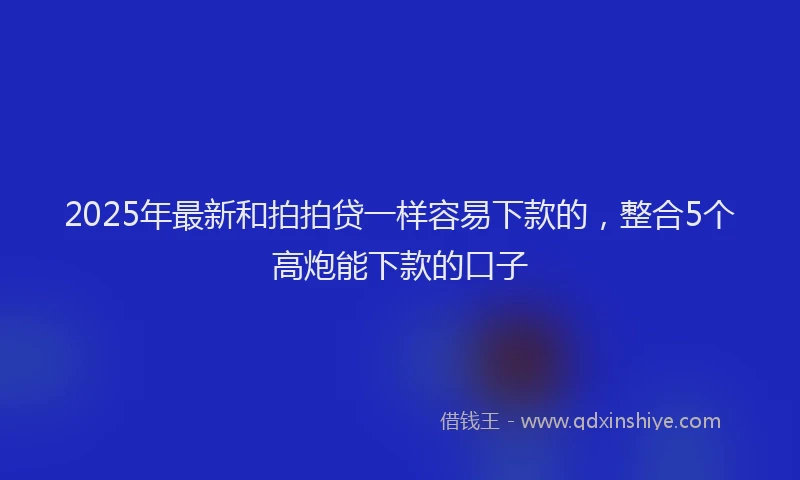 2025年最新和拍拍贷一样容易下款的，整合5个高炮能下款的口子