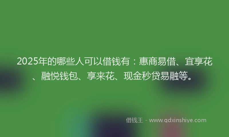 2025年的哪些人可以借钱有：惠商易借、宜享花、融悦钱包、享来花、现金秒贷易融等。