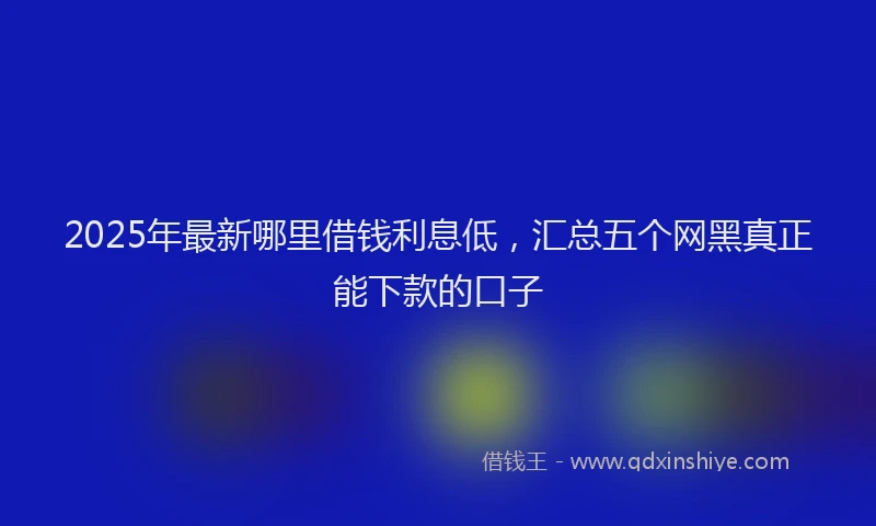 2025年最新哪里借钱利息低，汇总五个网黑真正能下款的口子