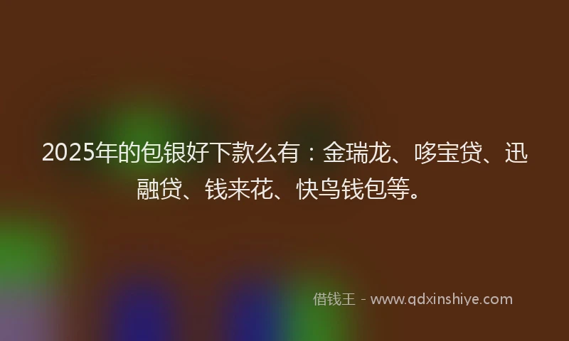 2025年的包银好下款么有：金瑞龙、哆宝贷、迅融贷、钱来花、快鸟钱包等。