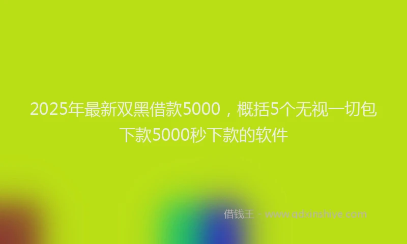 2025年最新双黑借款5000，概括5个无视一切包下款5000秒下款的软件