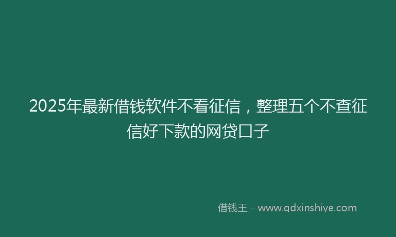 2025年最新借钱软件不看征信，整理五个不查征信好下款的网贷口子