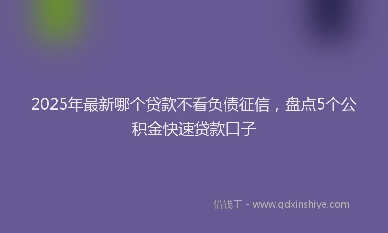 2025年最新哪个贷款不看负债征信，盘点5个公积金快速贷款口子