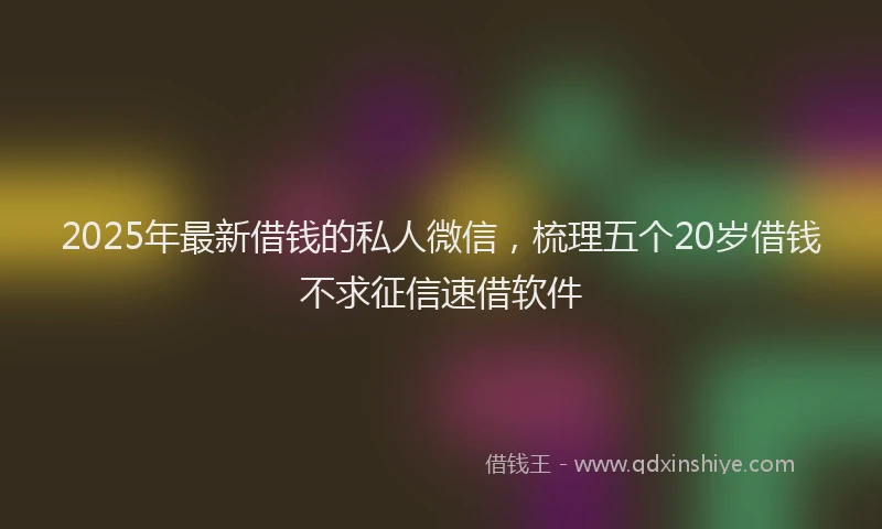2025年最新借钱的私人微信，梳理五个20岁借钱不求征信速借软件