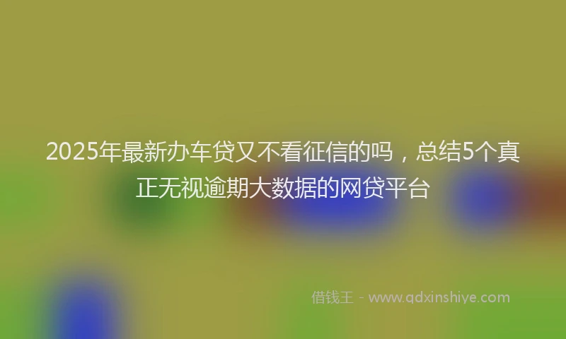 2025年最新办车贷又不看征信的吗，总结5个真正无视逾期大数据的网贷平台