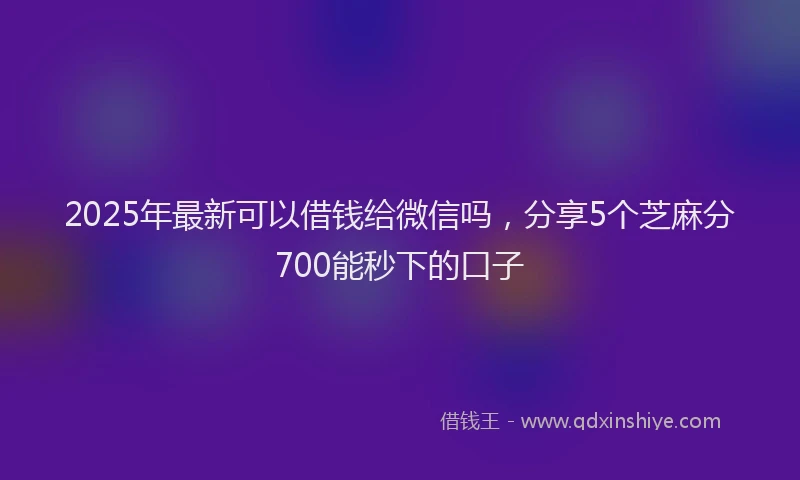 2025年最新可以借钱给微信吗，分享5个芝麻分700能秒下的口子
