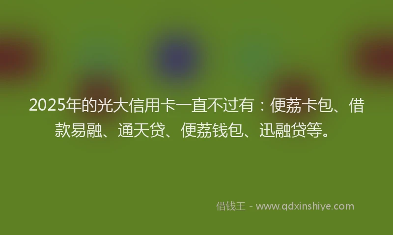 2025年的光大信用卡一直不过有：便荔卡包、借款易融、通天贷、便荔钱包、迅融贷等。
