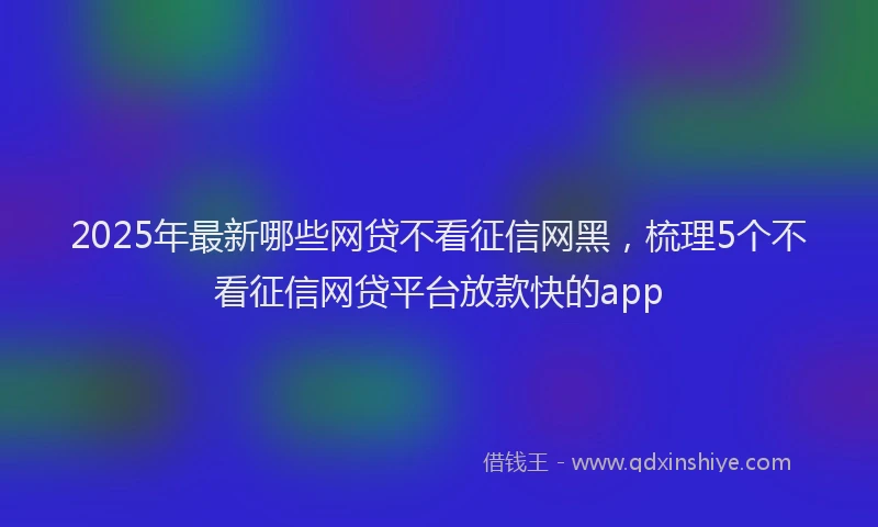 2025年最新哪些网贷不看征信网黑，梳理5个不看征信网贷平台放款快的app