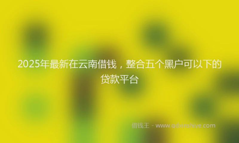 2025年最新在云南借钱，整合五个黑户可以下的贷款平台
