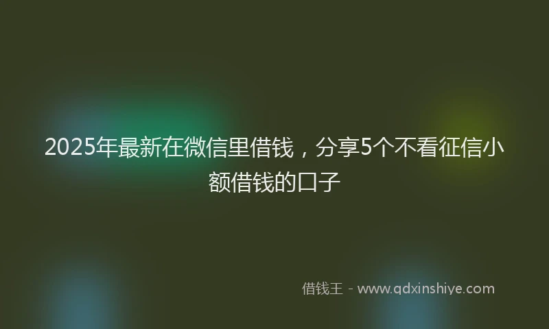 2025年最新在微信里借钱，分享5个不看征信小额借钱的口子