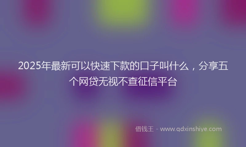 2025年最新可以快速下款的口子叫什么，分享五个网贷无视不查征信平台