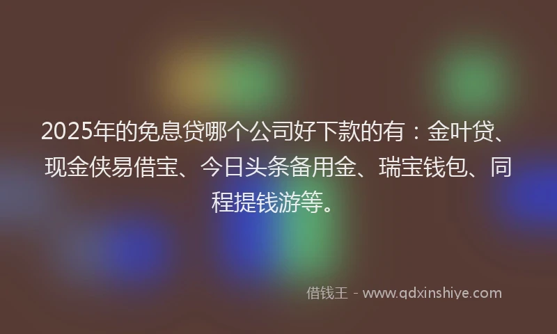 2025年的免息贷哪个公司好下款的有：金叶贷、现金侠易借宝、今日头条备用金、瑞宝钱包、同程提钱游等。
