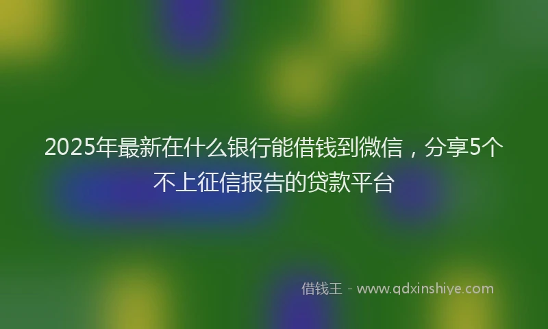 2025年最新在什么银行能借钱到微信，分享5个不上征信报告的贷款平台