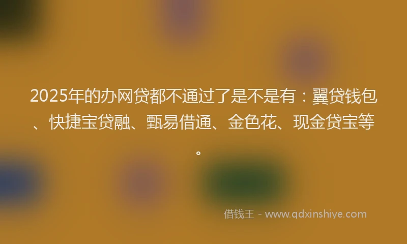 2025年的办网贷都不通过了是不是有：翼贷钱包、快捷宝贷融、甄易借通、金色花、现金贷宝等。