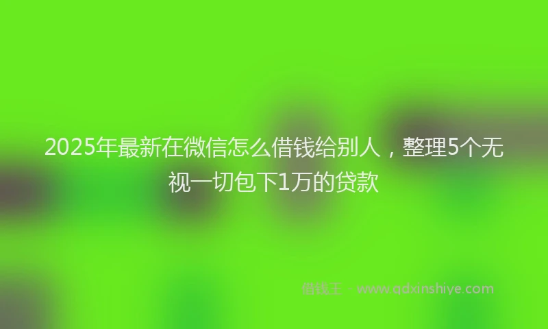 2025年最新在微信怎么借钱给别人，整理5个无视一切包下1万的贷款