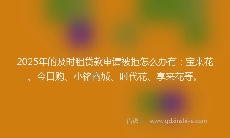 2025年的及时租贷款申请被拒怎么办有：宝来花、今日购、小铭商城、时代花、享来花等。