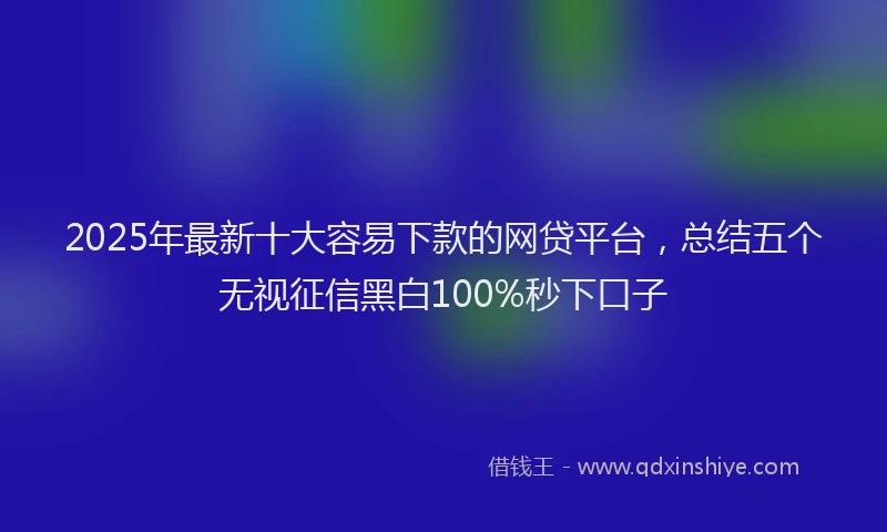 2025年最新十大容易下款的网贷平台，总结五个无视征信黑白100%秒下口子