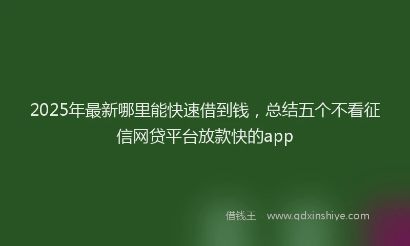 2025年最新哪里能快速借到钱，总结五个不看征信网贷平台放款快的app