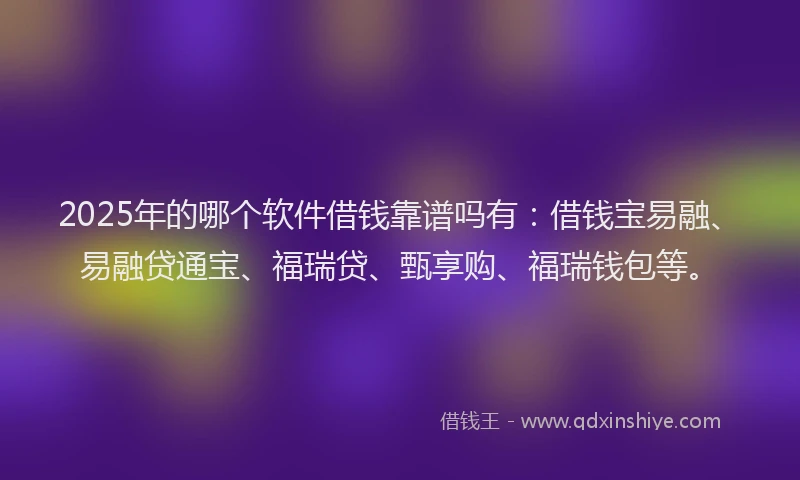 2025年的哪个软件借钱靠谱吗有：借钱宝易融、易融贷通宝、福瑞贷、甄享购、福瑞钱包等。