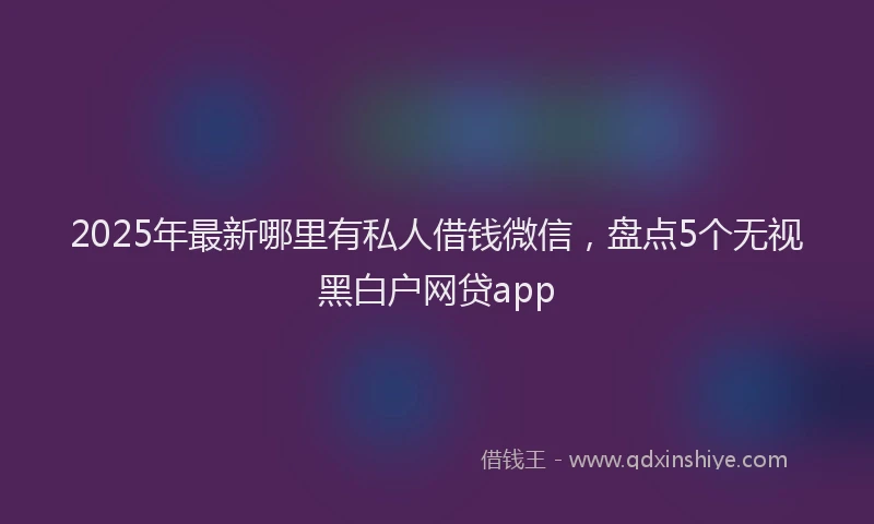 2025年最新哪里有私人借钱微信，盘点5个无视黑白户网贷app