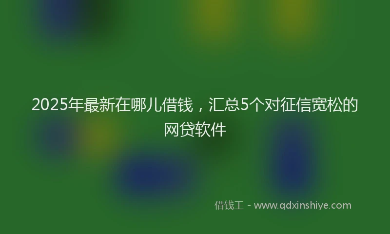 2025年最新在哪儿借钱，汇总5个对征信宽松的网贷软件