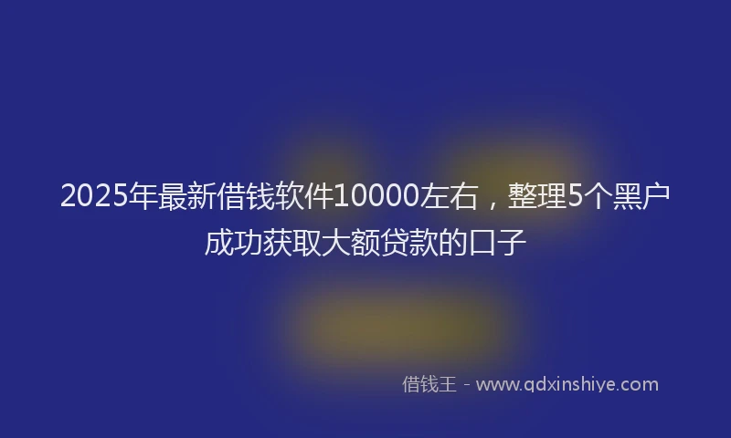 2025年最新借钱软件10000左右，整理5个黑户成功获取大额贷款的口子