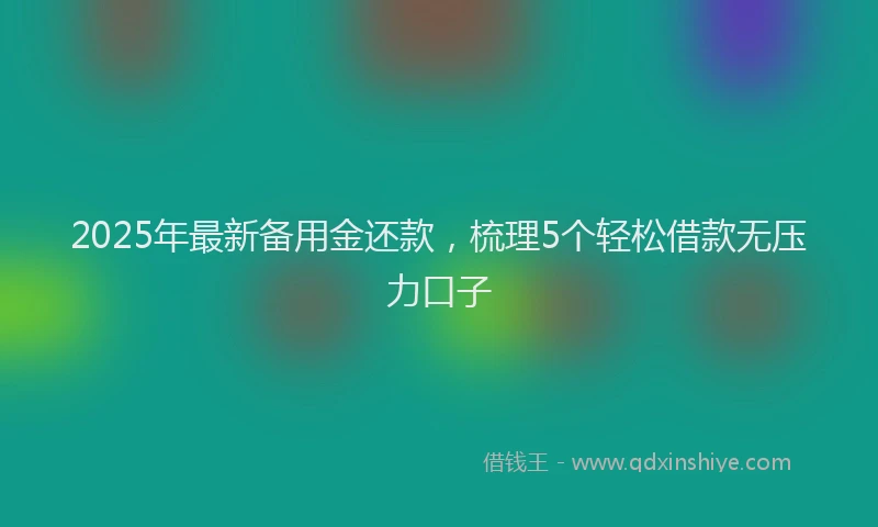 2025年最新备用金还款，梳理5个轻松借款无压力口子