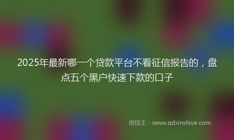 2025年最新哪一个贷款平台不看征信报告的，盘点五个黑户快速下款的口子