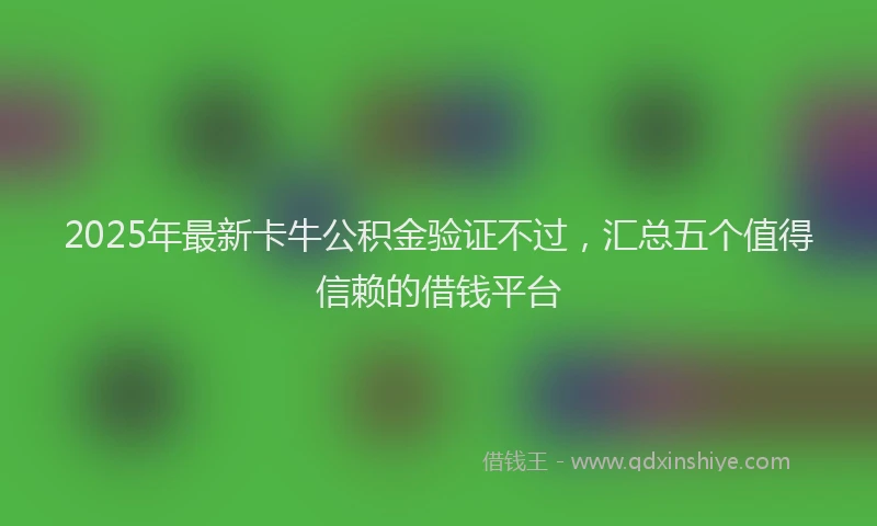 2025年最新卡牛公积金验证不过，汇总五个值得信赖的借钱平台