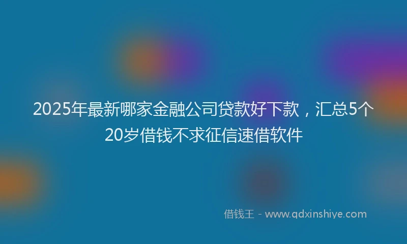 2025年最新哪家金融公司贷款好下款，汇总5个20岁借钱不求征信速借软件