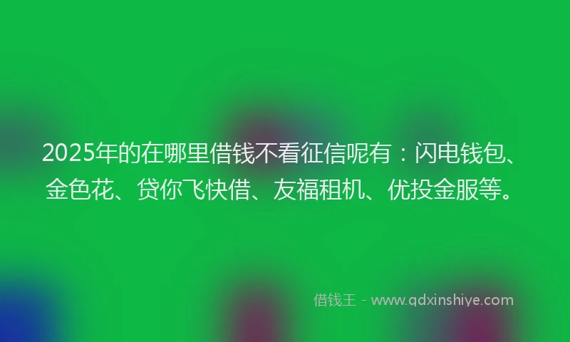 2025年的在哪里借钱不看征信呢有：闪电钱包、金色花、贷你飞快借、友福租机、优投金服等。