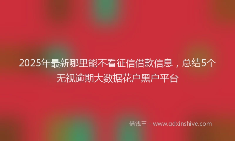 2025年最新哪里能不看征信借款信息，总结5个无视逾期大数据花户黑户平台