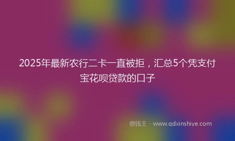 2025年最新农行二卡一直被拒，汇总5个凭支付宝花呗贷款的口子