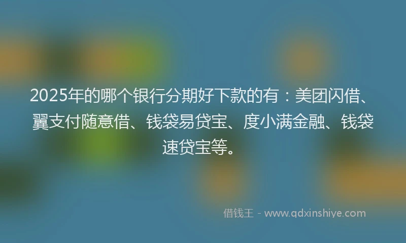 2025年的哪个银行分期好下款的有：美团闪借、翼支付随意借、钱袋易贷宝、度小满金融、钱袋速贷宝等。