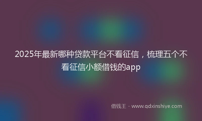 2025年最新哪种贷款平台不看征信，梳理五个不看征信小额借钱的app