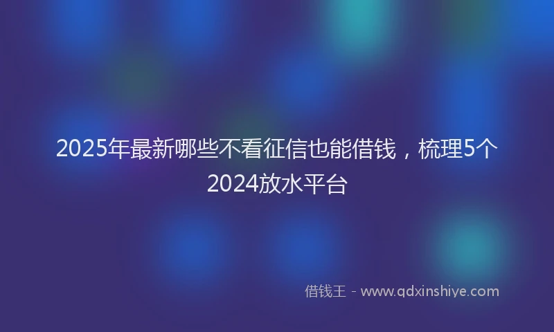 2025年最新哪些不看征信也能借钱，梳理5个2024放水平台