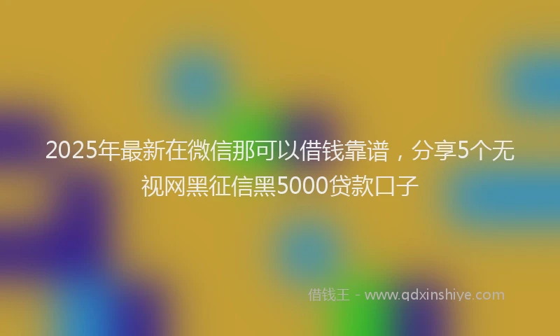 2025年最新在微信那可以借钱靠谱，分享5个无视网黑征信黑5000贷款口子