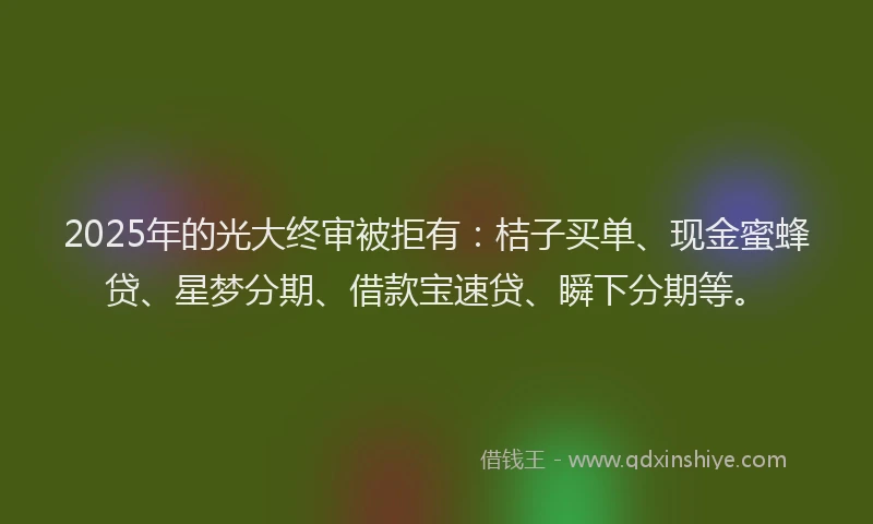 2025年的光大终审被拒有：桔子买单、现金蜜蜂贷、星梦分期、借款宝速贷、瞬下分期等。