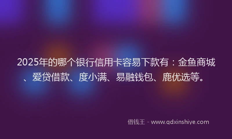 2025年的哪个银行信用卡容易下款有：金鱼商城、爱贷借款、度小满、易融钱包、鹿优选等。